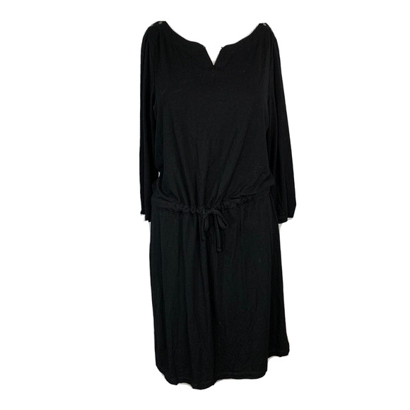 L.L. Bean Dress Womens Sz XS Black Jersey Knit Drawstring Blouson Stretch Casual - Picture 1 of 9